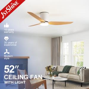 Quality Customizable Lighting 52-inch Flush Mount Ceiling Fan with Remote and 3 Color LED Light wholesale