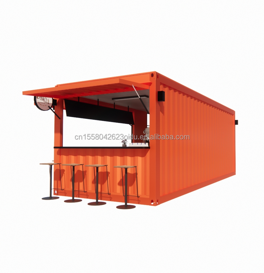 Galvanized Steel Bending 180g Steel Frame Modern Design Prefabricated 20ft Container Bar Coffee Shop Fast-Food Restaurant