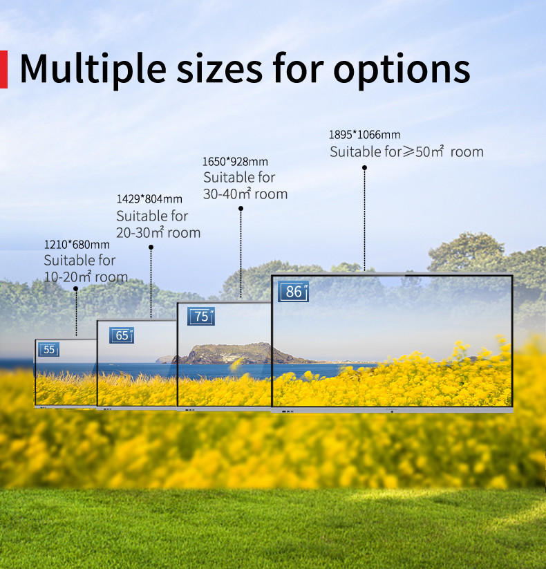 Wall Mounted Touch Screen Whiteboard 65'' 4K Digital Display Precise Writting