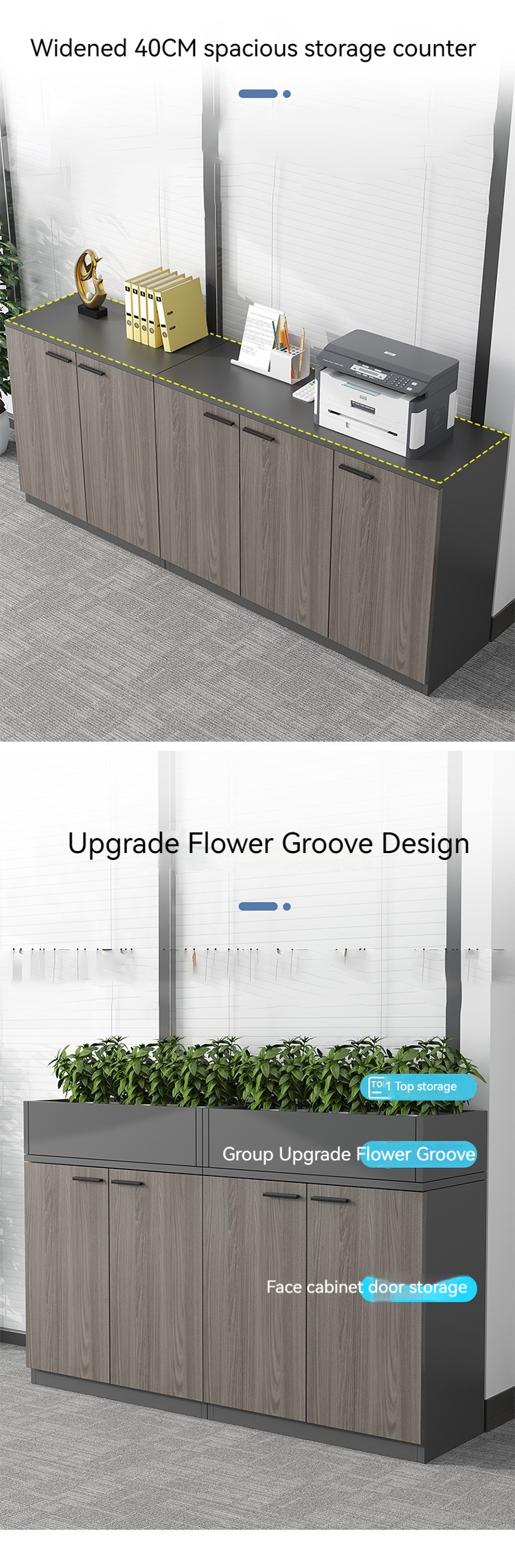 Sturdy and Durable Wooden Shelves Staff Sideboard Storage File Cabinet for Office