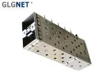 0.25mm Copper Alloy SFP Jack Cage Assembly 2x1 Satcked Built In Light Pipes