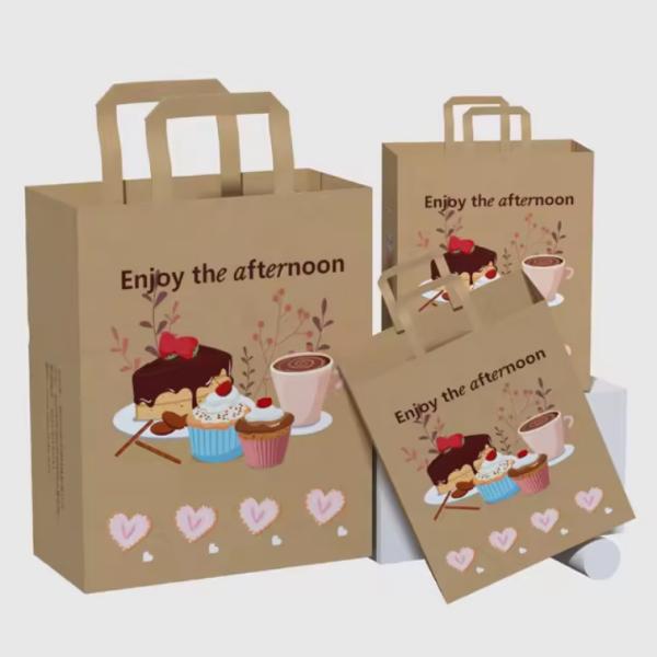Custom Logo European Style Tote Gift Paper Bag With Handle Paper Food Shopping