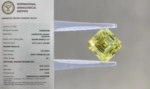 Quality Synthetic Lab Created Yellow Diamonds 1CT Asscher Cut VS1 Clarity wholesale