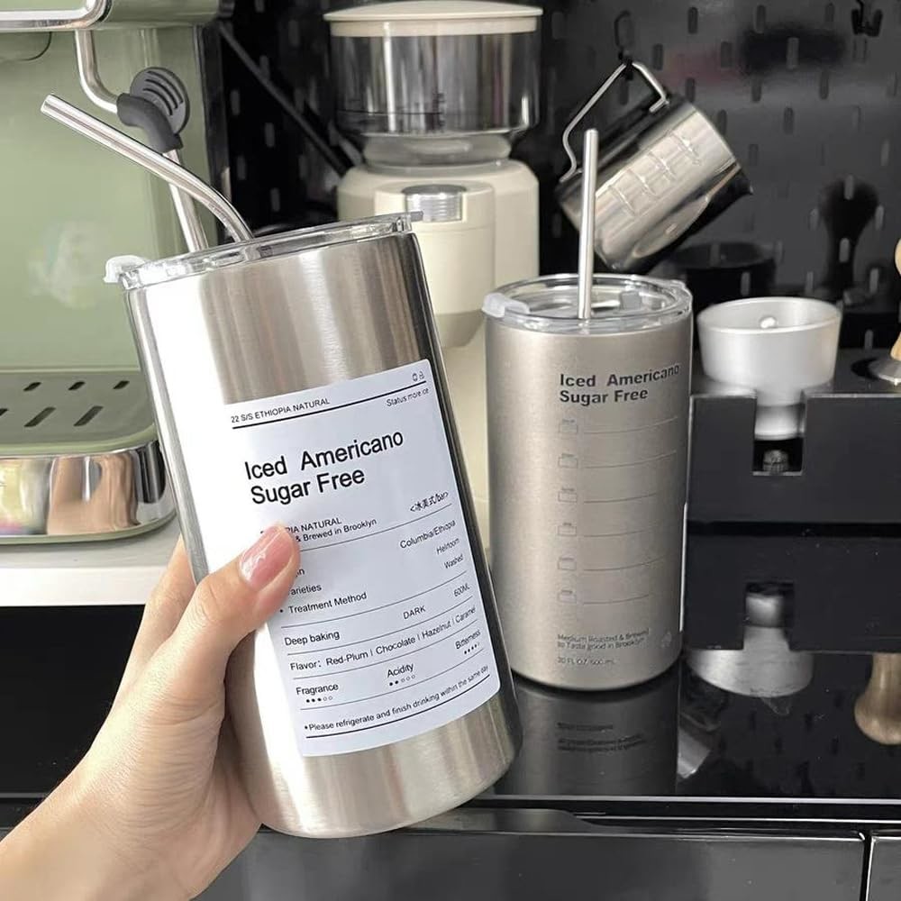 600ML Portable Stainless Steel Vacuum Insulated Travel Coffee Mugs
