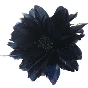 Quality Dyed Patterned Goose Feather Flower Mount with Wire Accessory wholesale