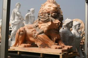Quality Pink marble lions sculpture wholesale