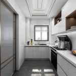 Gray Laminate Kitchen Cabinet Interiors Custom Veneer Color for Apartment