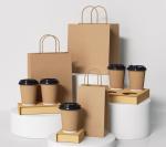 Custom Recyclable Paper Flat Bottom Kraft Paper Shopping Bag for Tea Coffee