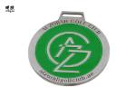 Green Color Custom Award Medals Silver Medallion Brush Nickel Coating