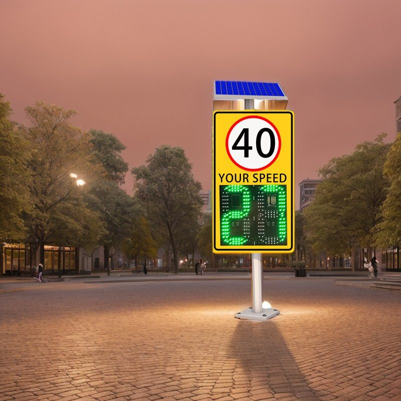 200 Meters Detection Distance Solar Powered Radar Speed Display Sign With Lithium Battery