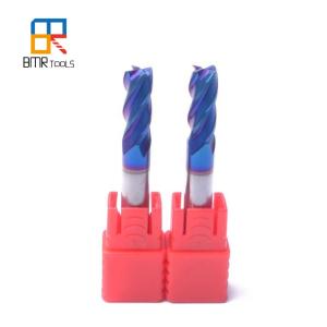 Quality NaNo Blue Coating HRC65 Square Solid Carbide End Mill Cutter 2F/4Flute for stainless steel milling wholesale
