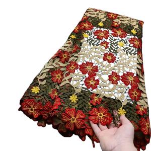 Quality Supoo 2022 Latest Senegal Guipure Lace Embroidery Flowers Design Comfortable Cord Lace Fabric For African Wedding and Party wholesale