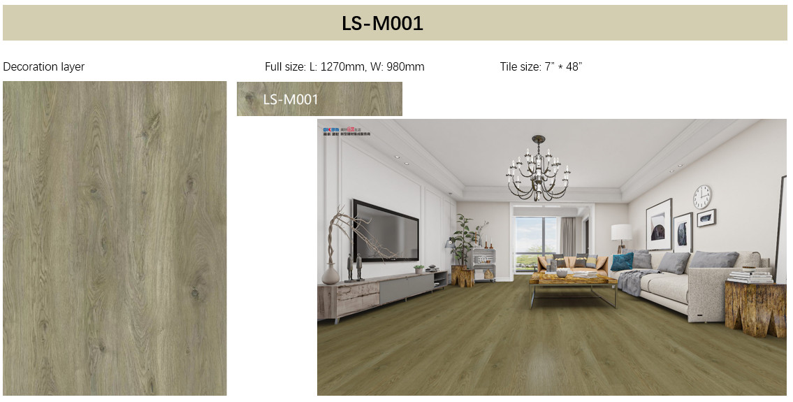 Fireproof SPC 5mm Oak Wood Grain Noise Prevention GKBM LS-W001 Greenpy