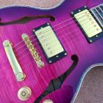 Custom LP Semi Hollow body Electric Guitar with F holes, Abalone Flower inlaid
