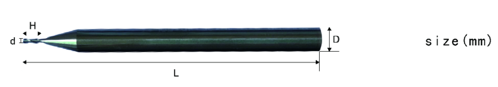0.5mm 1.0mm 2 Flutes Carbide End Mill Cutter