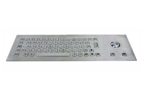 IP65 Brushed SS Metal Industrial Keyboard With Trackball 64 Keys