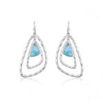 Cabochon S925 Blue Larimar Silver Jewelry Butterfly Drop Earrings