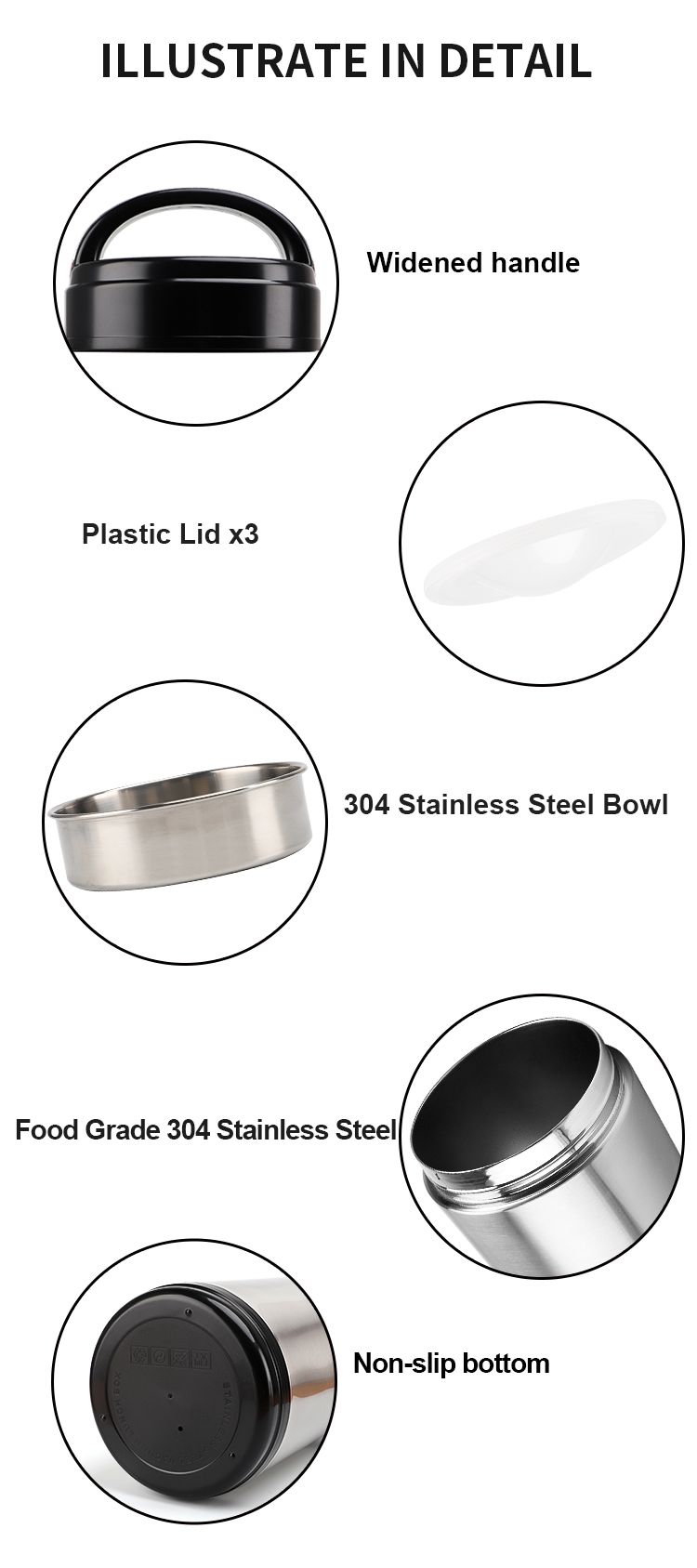 800ml 500ml 1.5 L/2L Vacuum Flask Food Container Stainless Steel Insulated Food Thermos Soup Lunch Thermos