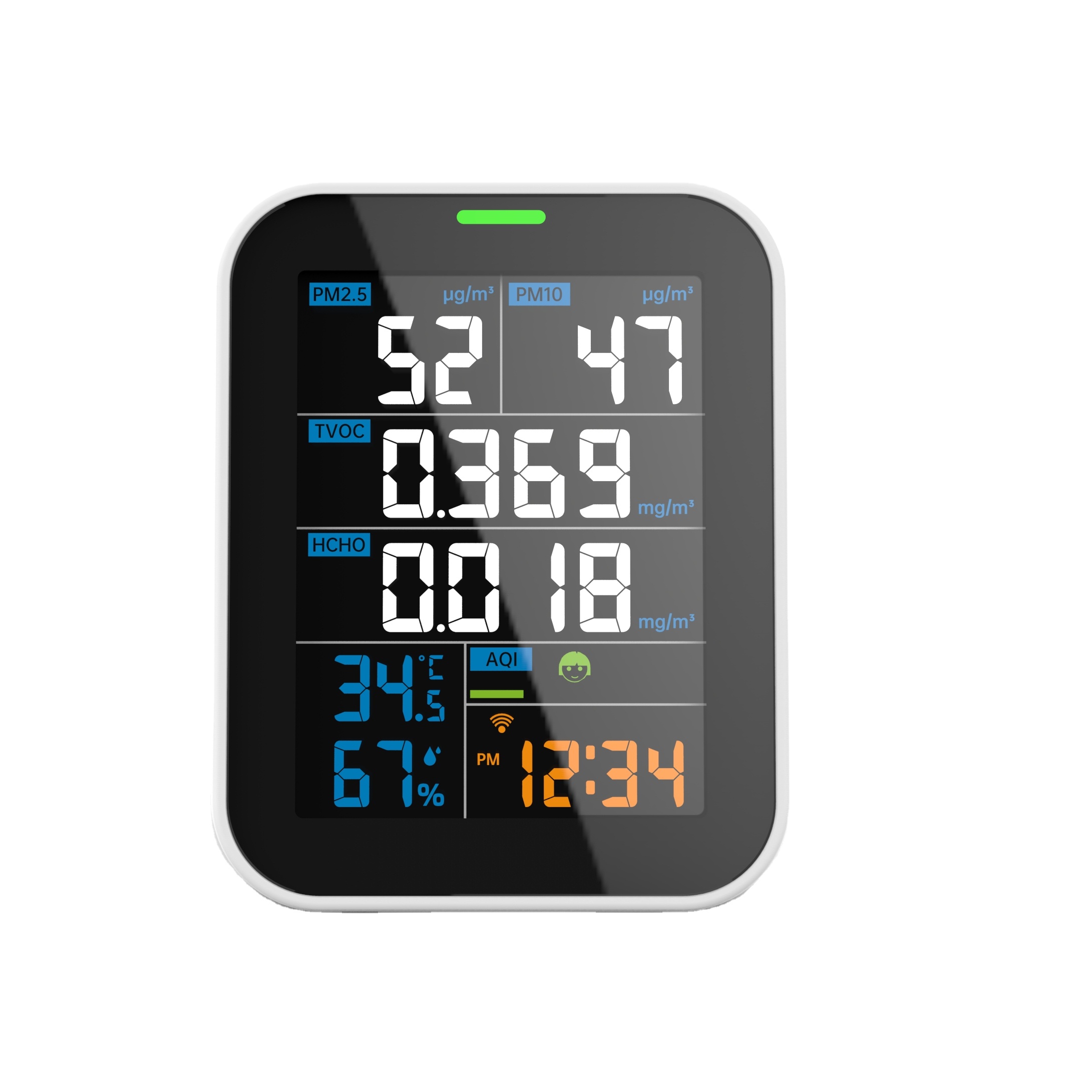 400-5000ppm Measure Range USB-C Portable Air Meter PM2.5 Monitor PM10 AQI TVOC HCHO