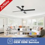 Black Remote LED 52 Inch Quiet Motor Ceiling Fans For Bedroom Living / Dining