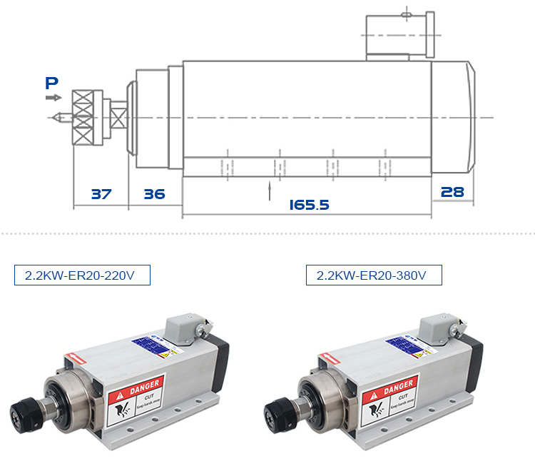 Professional 2.2kw Air Cooled Spindle Motor for Woodworking CNC Router