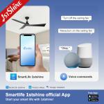 Energy Saving Smart Remote Ceiling Fan Black ABS Blades with 5 Speed and Time