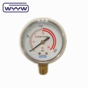 Quality 50mm bottom 2&quot; acetylene pressure gauge wholesale