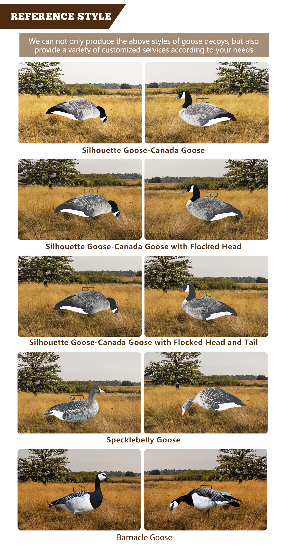 Waterproof Lifelike Silhouette Geese Decoy 1200g With Matte Black Coated Stake