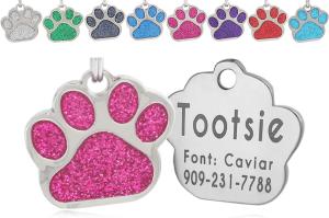 Quality ODM Rustproof Laser Engraved Id Tags Paw Print Pet Tags 30*50mm For Metal Necklace wholesale