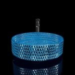 Electroplated Blue Modern Glass Wash Basin , Blue Glass Vessel Sink