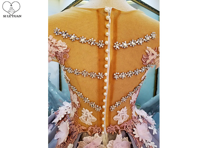 Perspective Top Pretty Purple Prom Dresses / Beautiful Big Ball Gown Pink Flower