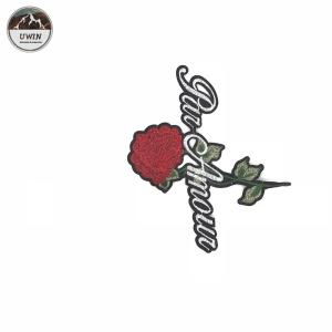 Quality Trendy Alphabet Embroidery Designs Patches With Black Flocked Backing Design wholesale