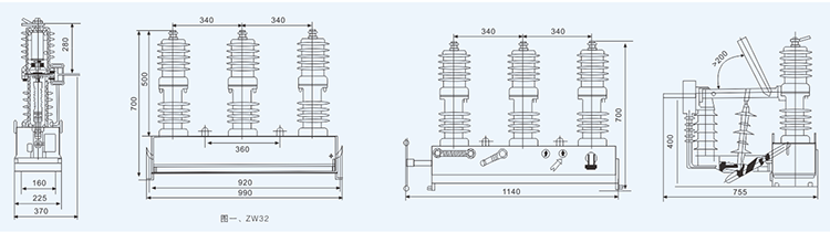 12KV Outdoor Vcb Breaker High Voltage Three Phase 1000 Mechanical Life