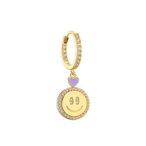 Quality Women Rhinestone Hoop Earrings Jewelry Classic Smiley Face Gold Pendant wholesale