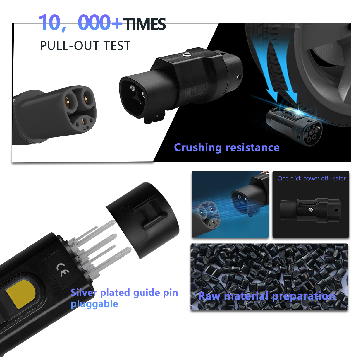 7kW Output Power Type2 to Tesla EV Charger Adapter for Electric Vehicle Charging Station