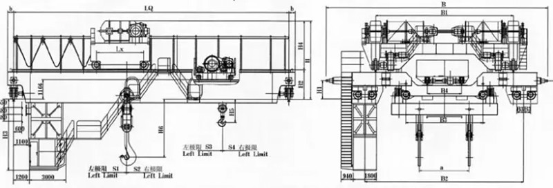 Casting Overhead Rolling Crane 280 Ton Yzs Four Girder