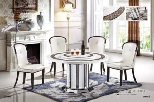 Quality round 9 seater marble dining table with Lazy Susan furniture wholesale