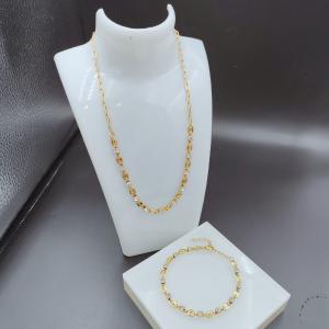 Quality New Arrival Trendy High Polish Newest Gold Color Stainless Steel Earring ,Necklace , Bracelet Sets With Zirco For Lady wholesale