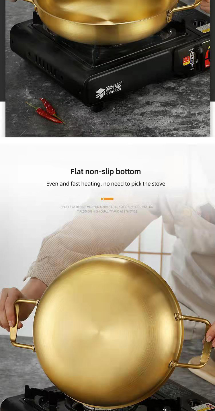 Wholesale Top Seller Kitchen Seaafood Cookware Pan Stainless Steel 304 Cooking Wok Paella Pan