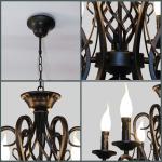Vintage Wrought Iron Chandelier Candle Light Black Metal country chandelier(WH