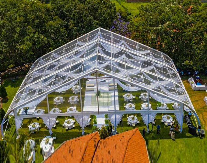 Transparent PVC Aluminum Frame Outdoor Curve Tent For Wedding Meeting waterproof