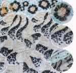 Gorgeous Beaded Lace Fabric Sequin Polyester Nylon Mesh Fabric For Evening Dress
