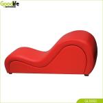 OEM Wooden Leather Sex Couch Sponge Filled Curved 43cm Height