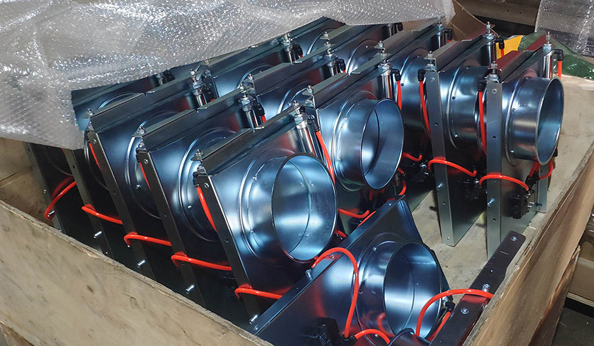 Zinc Plated Carbon Steel Pneumatic Air Duct Damper 100mm