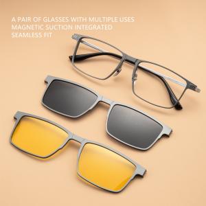 Quality Business Glasses Titanium Clip On Square Aluminum Glasses Frame wholesale