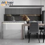 RTA Melamine Board Door Material High Gloss Kitchen Cabinet with Sintered Stone