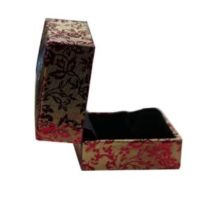 Quality Brown Leather Ring Paper Keepsake Gift Boxes For Promotional With Black Frame wholesale