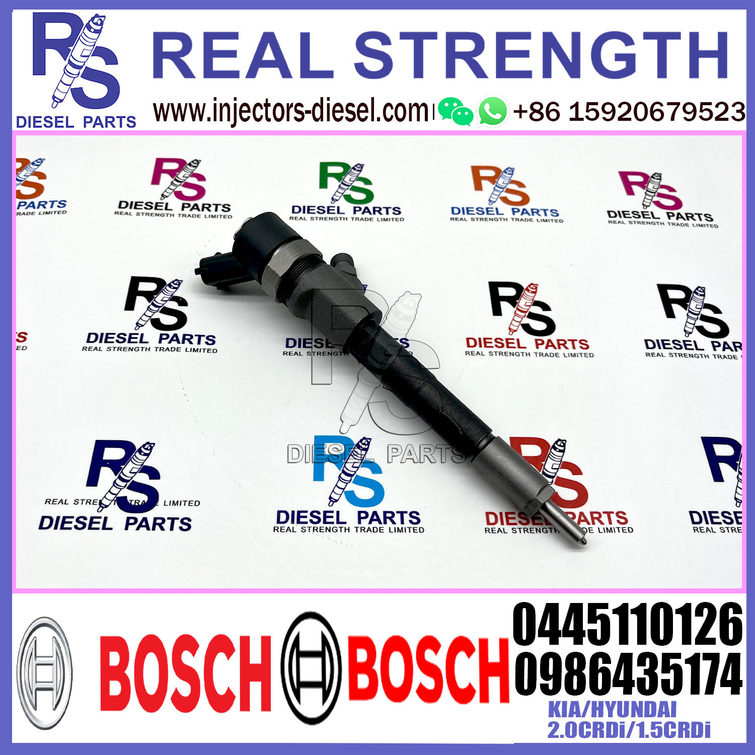 Diesel Fuel Common Rail Injector 0445110126 0986435174 0445110290 33800-27900 For KIA/HYUNDAI 2.0CRDi/1.5CRDi Engine