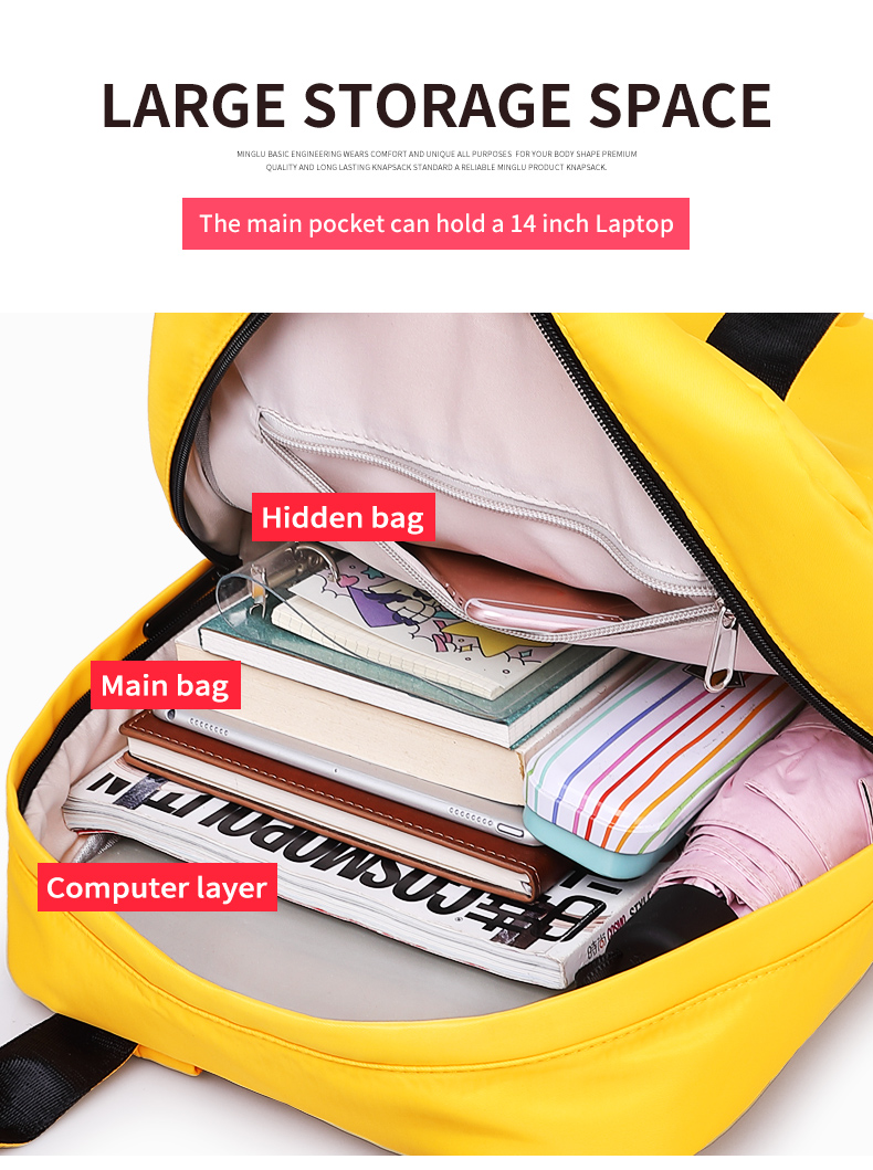 Hot sale custom logo women fashion waterproof light backpack school bags