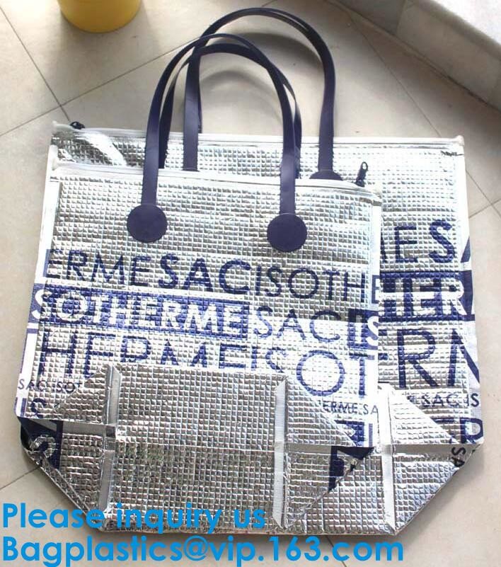 Insulated Thermal Non Woven Aluminum Foil Cooler Bag For Frozen Food,Reusable Insulated Aluminum Foil Thermal Lunch Cool
